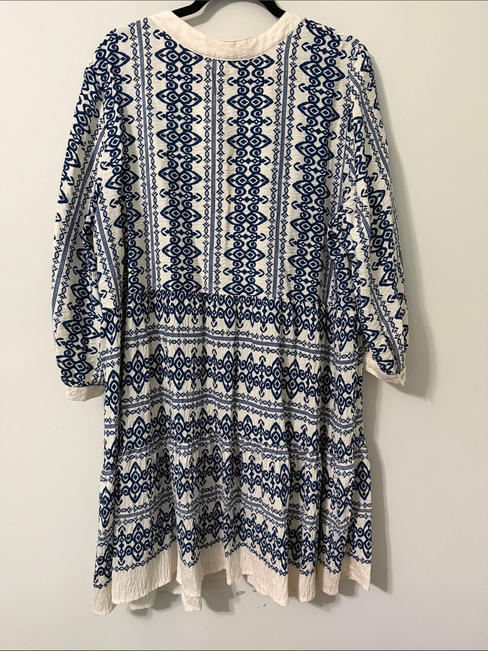 fig and flower Cream and Navy Blue Printed Tunic Dress - Picture 3 of 3